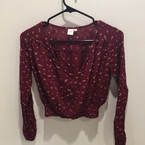 Long sleeve cropped flower shirt